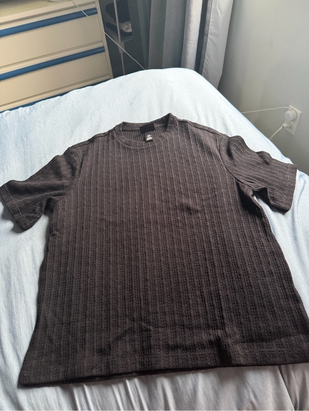 Black H&M REGULAR FIT CROCHET-LOOK T-SHIRT